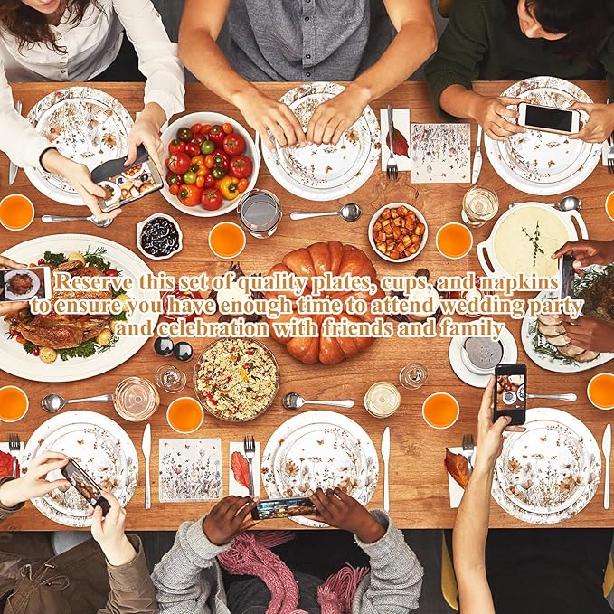 250 Pcs Wildflower Party Decorations Include Boho Autumn Fall Floral Paper Plates Napkins and Cups for Wildflower Baby Shower Tea Decorations, Serve 50 Guest