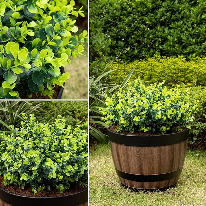 10 Bundles Artificial Plants for Outdoor Fake Plants for Spring Decoration,10 Bundles Faux Eucalyptus Plants for Planter UV Resistant Lifelike for Home Porch Garden(Green)