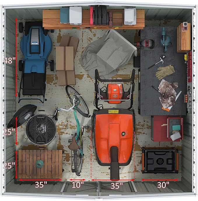 Greesum 10×10FT Outdoor Storage Shed, Metal Patio Storaged Sheds with Lockable Doors, Sheds & Outdoor Storage for Bike, Backyard, Pool and Garden, Brown