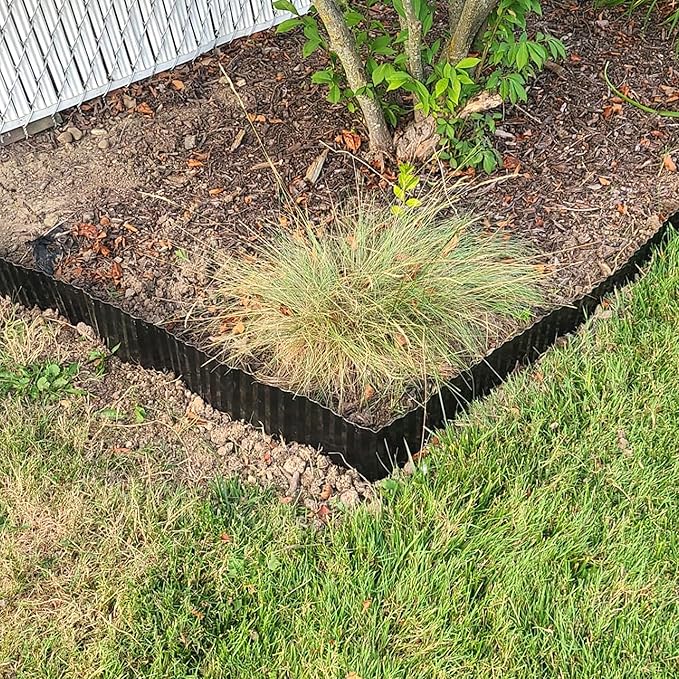 Corrugated Metal Garden Edging, 4"×100Ft Landscape Edging Border for Lawn, Flower Bed and Garden, Flexible Lawn Edging for DIY Tree Surrounds Borders and Landscaping, Black