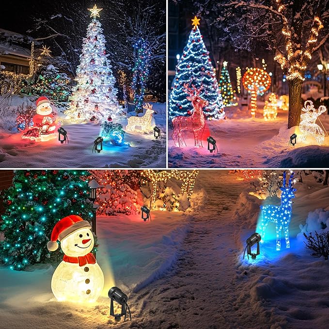 Banord RGBW Color Changing Outdoor Landscape Lighting, 10 Pack Low Voltage LED Outdoor Spotlight with Remote, IP65 Waterproof for Yard, Garden, Lawn