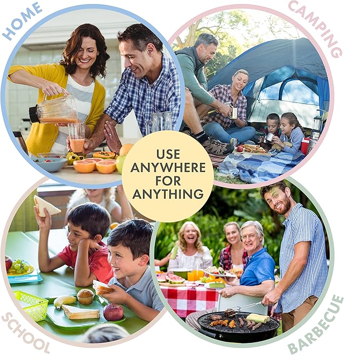 FOODLE Wheat Straw Dinnerware Set - BPA Free & Safety Tested - Unbreakable, Microwave & Dishwasher Safe Dishes - Toddler & Kids Plates and Bowls Sets - College Dorm Room Essentials for Girls - For 4