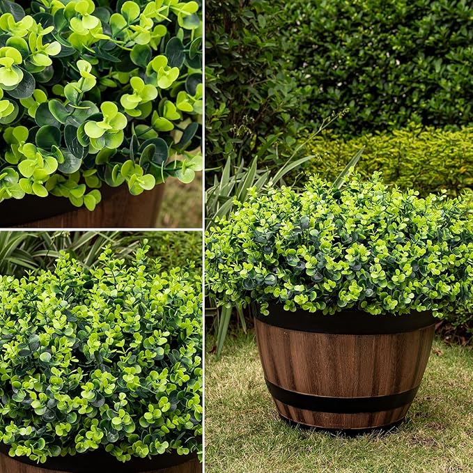 20 Bundles Artificial Plants for Outdoor Fake Plants for Spring Decoration,Faux Eucalyptus Plants for Planter UV Resistant Lifelike for Home Porch Garden(Green)