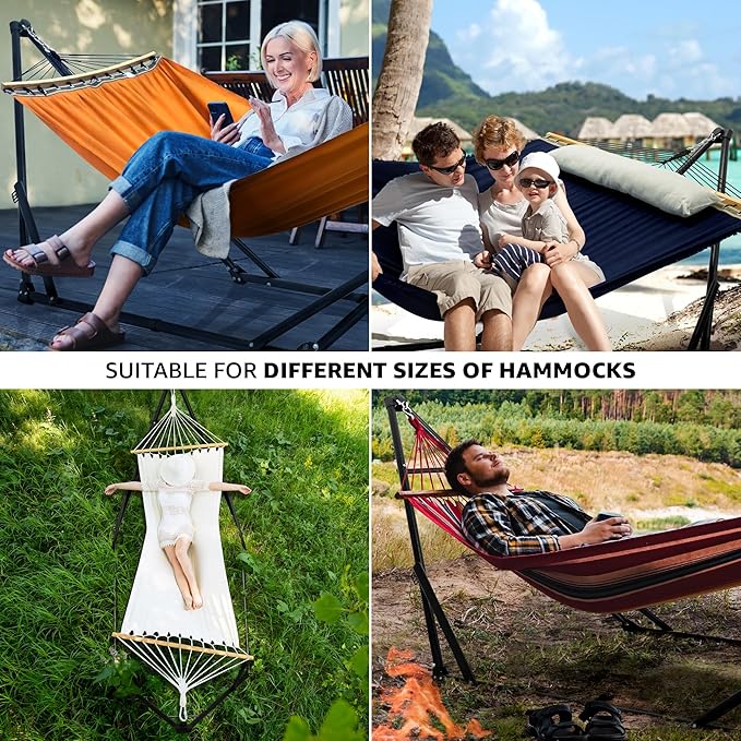 Tranquillo Unity Adjustable Hammock Stand, 800 lbs Capacity Steel Double Hammock Stand for 2 Persons, Premium Pre-Assembled Stand for Indoor Outdoor, Navy