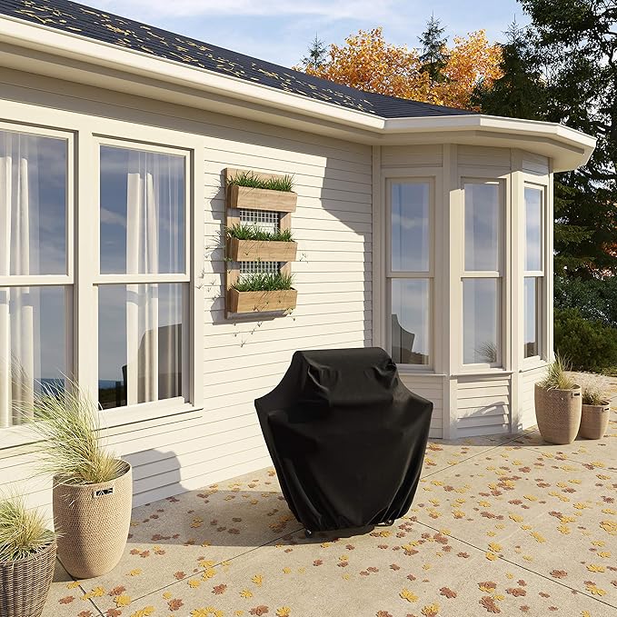 Amazon Basics Gas Grill Barbecue Cover for Outdoor, Waterproof, Anti-UV, Durable, 66 inch, Large, Black