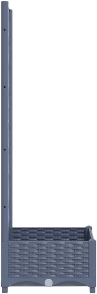 Garden Planter with Trellis, Outdoor Raised Garden Bed for Climbing Plants, Dark Gray 15.7"x15.7"x47.8" PP