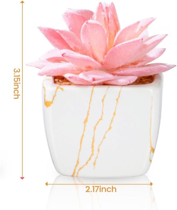 Artificial Succulent in 4PCS White Ceramic Pot, Small Fake Succulents Plants for Office and Desk Decor,Bathroom, Bedroom, Shelves, Vanity for Women