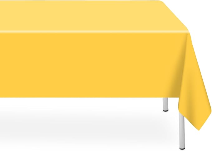 12 Pack Rectangular Disposable Yellow Tablecloth, Yellow Plastic Table Cloths for Parties Disposable, 54x108 in Waterproof Tablecloth for Birthday Party Baby Shower Picnic Valentines