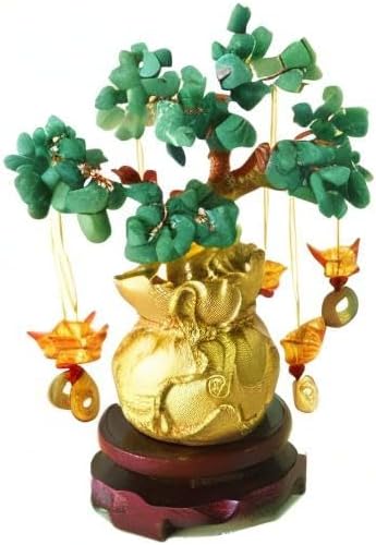 Feng Shui Citrine/Citrine Money Tree and Citrine Tree, Faucet Crystal Tree/Chinese Dragon Fortune Crystal Tree/Gift Tree (Green)