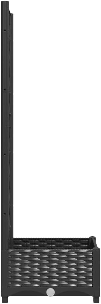 Garden Planter Box with Trellis, Outdoor Raised Garden Bed for Climbing Plants, Black 15.7"x15.7"x47.8" PP
