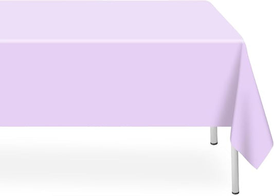 2 Pack Disposable Light Purple Tablecloth, Rectangular Lavender Plastic Table Cloths for Parties Disposable, 54x108 in Waterproof Tablecloth for Birthday Party Baby Shower Picnic Valentines