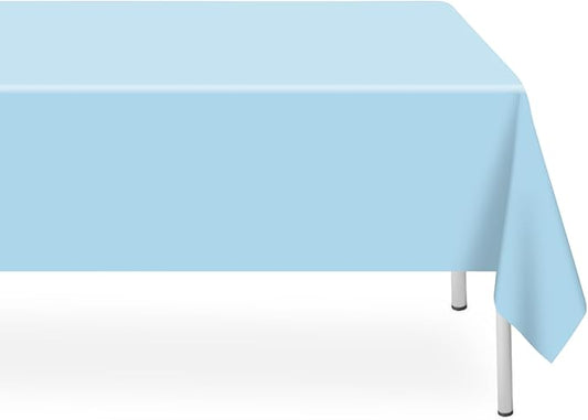 6 Pack Rectangular Disposable Light Blue Tablecloth, Light Blue Plastic Table Cloths for Parties Disposable, 54x108 in Waterproof Tablecloth for Birthday Party Baby Shower Picnic Valentines
