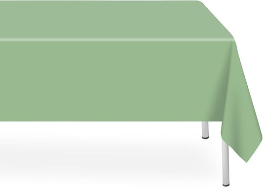 3 Pack Rectangular Sage Green Tablecloth, Sage Green Plastic Table Cloths for Parties Disposable, 54x108 in Waterproof Camping Tablecloth for Birthday Party Baby Shower Picnic Valentines