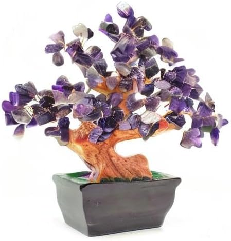 Feng Shui Quartz Crystal Money Tree Bonsai Style Decoration for Luck and Wealth (Purple)