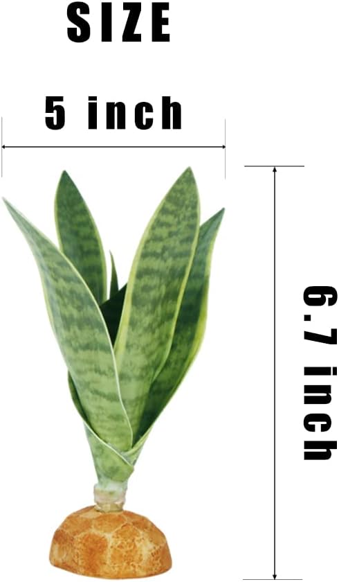 Fake Snake Plants Artificial Sansevieria, Reptile Terrarium Decor, Bearded Dragon Tank Accessories fit Crested Gecko Leopard Lizard Chameleon Ball Python Snake Frog