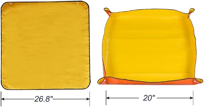 Waterproof Plant Repotting Mat Indoor Gardening Mat, Foldable Indoor Plants Succulent Potting Mat Indoor Plant Mat Portable Garden Mat-26.8" x 26.8"(Orange)