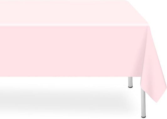 2 Pack Rectangular Disposable Light Pink Tablecloth, Light Pink Plastic Table Cloths for Parties Disposable, 54x108 in Waterproof Tablecloth for Birthday Party Baby Shower Picnic Valentines