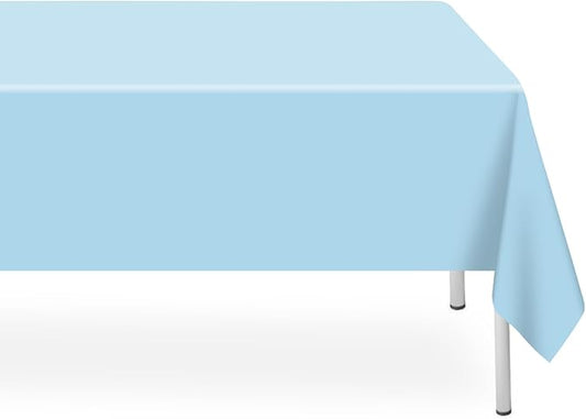 2 Pack Rectangular Disposable Light Blue Tablecloth, Light Blue Plastic Table Cloths for Parties Disposable, 54x108 in Waterproof Tablecloth for Birthday Party Baby Shower Picnic Valentines