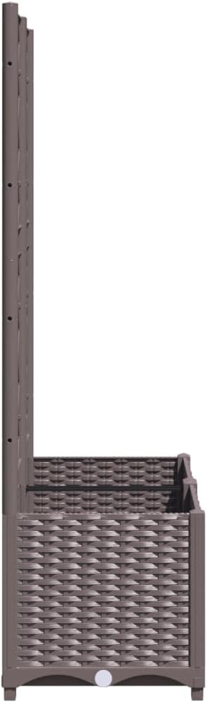Garden Planter Box with Trellis, Outdoor Raised Garden Bed for Climbing Plants, Brown 31.5"x15.7"x53.5" PP