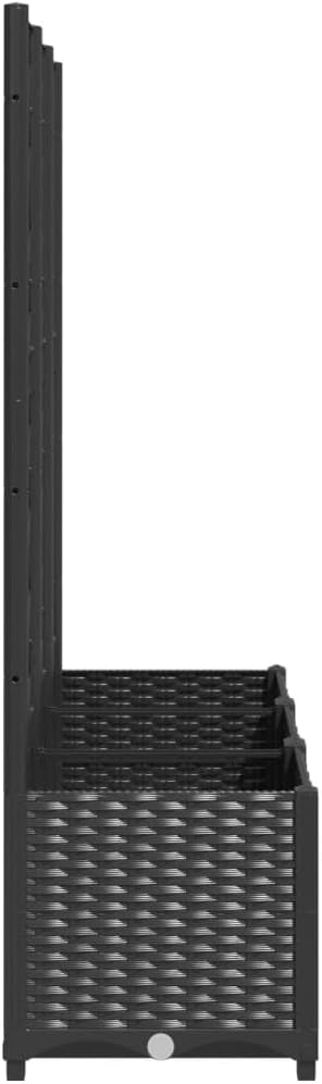 Garden Planter with Trellis, Outdoor Raised Garden Bed for Climbing Plants, Black 47.2"x15.7"x53.5" PP