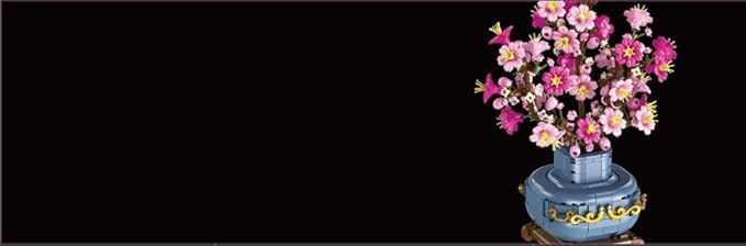 HOGOKIDS Flowers Cherry-Blossom Bonsai Building Set - 2 in 1 Artificial Bonsai Tree Plants for Home Decor & Display Cherry Botanical Flowers Building Toy Birthday Gift for Adults Teens (775PCS)