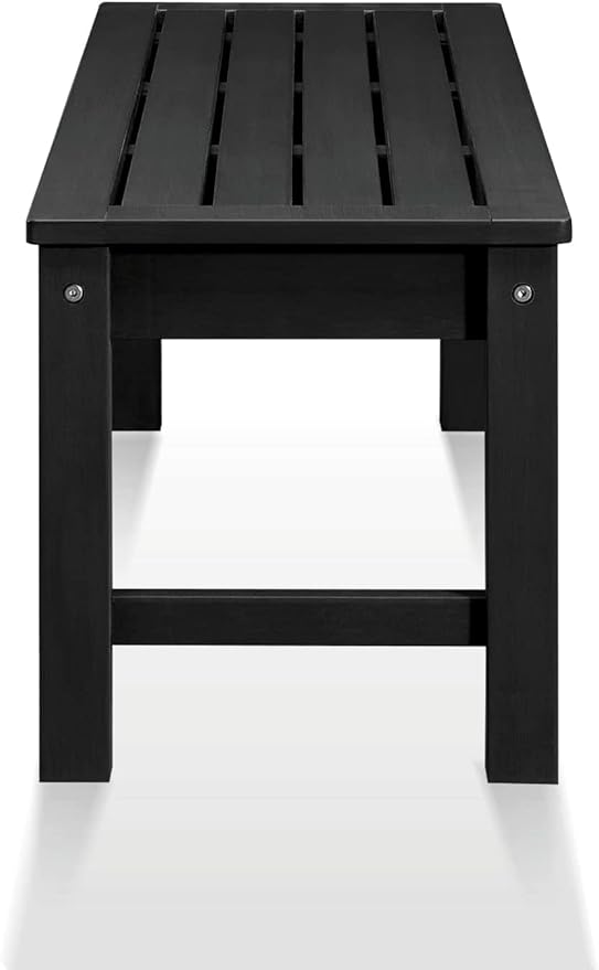 Psilvam Knight Bench Set of 2, Two Person Outdoor Poly Lumber Patio Backless Bench, Weatherproof Garden Bench That Never Rot and Fade, Suit for Church, School, Garden, Porch and Park (Black)