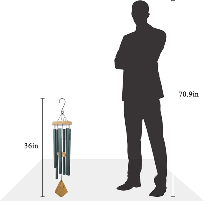 Wind Chimes Outdoor Deep Tone, 36 Inches Large WindChimes Outdoor Sympathy Windchime for Mom/Housewarming/Christmas, Garden Chimes for Outside Decoration. Green