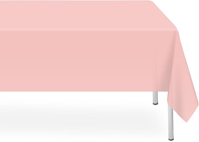3 Pack Rectangular Disposable Blush Pink Tablecloth, Light Pink Plastic Table Cloths for Parties Disposable, 54x108 in Waterproof Tablecloth for Birthday Party Baby Shower Picnic Valentines