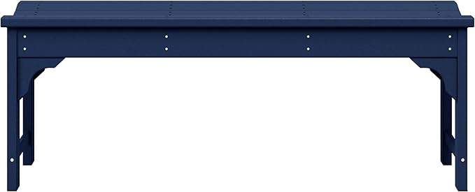 WestinTrends Malibu Outdoor Bench, All Weather Resistant Poly Lumber Backless Patio Garden Bench, Adirondack Curved Bench Seat for Comfort, Navy Blue