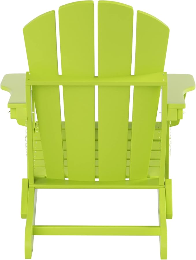 WO Home Furniture Adirondack Chairs Table Set of 3 PCS Outdoor Folding Chairs Coffee Table Weather/UV Resistant for Lawn, Garden, Bon Fire, Balcony (Lime)