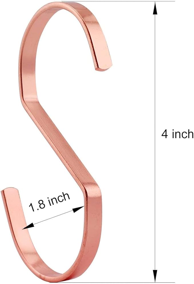 16-Pack 4 Inch Flat S Shape Hooks Heavy-Duty Chrome Finish Hanging S Hooks for Kitchenware, Pots, Utensils, Plants, Towels, Gardening Tools, Clothes (Rose Gold)