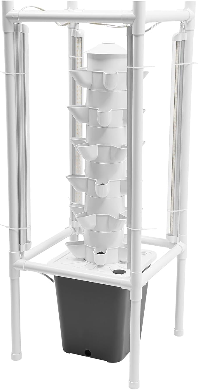 Hydroponic Growing Tower System Kit, 30-Plant Vertical Hydroponics Garden Tower with LED Grow Light, for Outdoor Indoor Herbs Fruits Vegetables Smart Garden Planter Kit