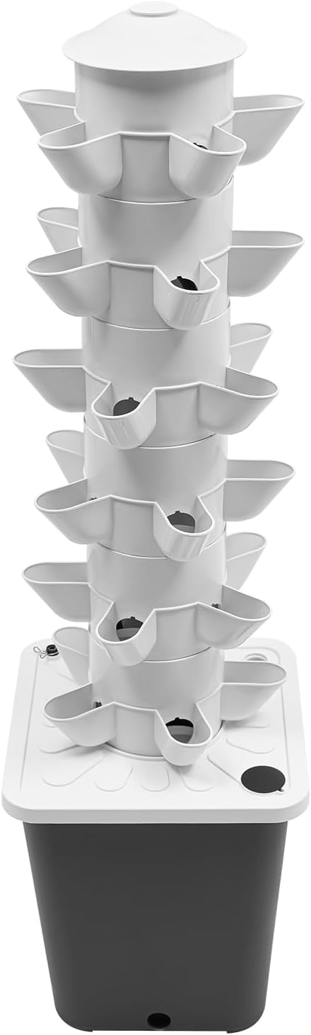 Hydroponic Growing Tower System Kit, 30-Plant Vertical Hydroponics Garden Tower with LED Grow Light, for Outdoor Indoor Herbs Fruits Vegetables Smart Garden Planter Kit