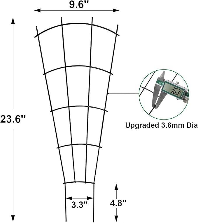 4 Pack 23'' Plant Trellis for Potted Climbing Plants Indoor, Outdoor Metal Garden Trellis for Climbing Plants Houseplants Flowers Vine Ivy, Fan Shape, Black