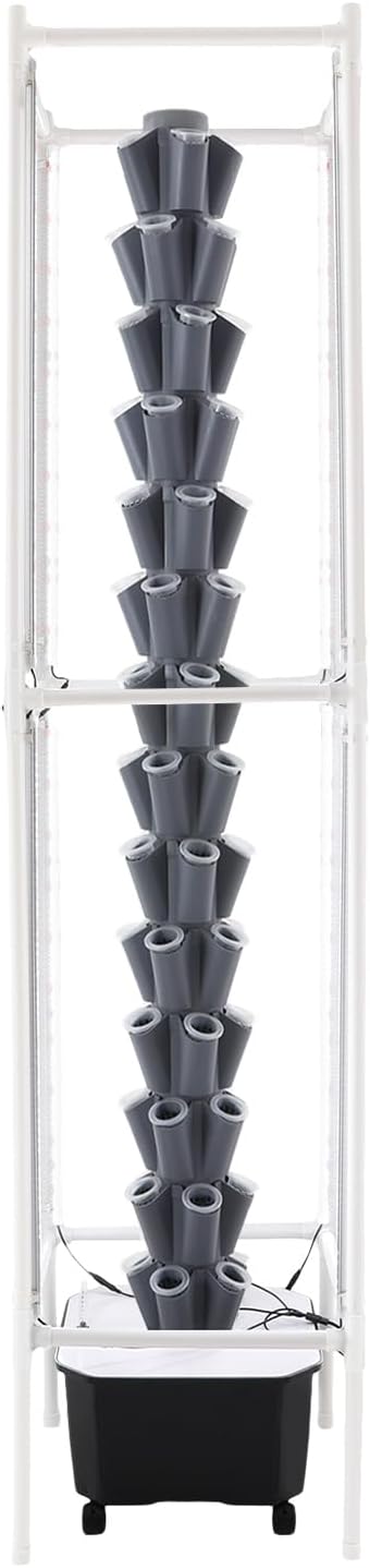Hydroponic Growing Tower System Kit, 70-Plant Vertical Hydroponics Garden Tower with LED Grow Light, for Outdoor Indoor Herbs Fruits Vegetables Smart Garden Planter Kit