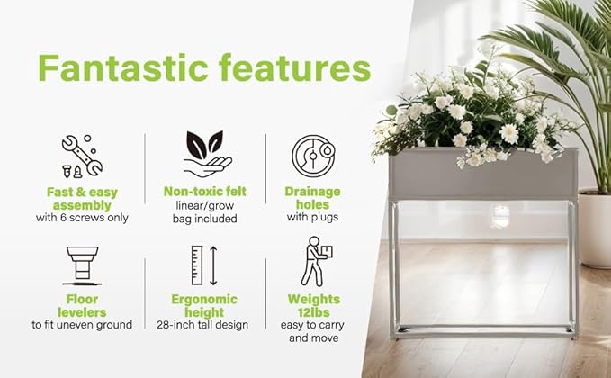 Cocoyard Elevated Planter Box - 28 Inch Durable Raised Garen Bed for Herbs and Flowers - Tall Rectangle Planter for Outdoor Plants & Backyard Gardening (Sand, 28" H - 2 Pack)