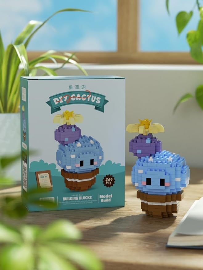 Starry Sky Mini Cute Cactus Succulent Plants Bonsai Building Toy Potted Plant Blocks Particle Flower Botanical