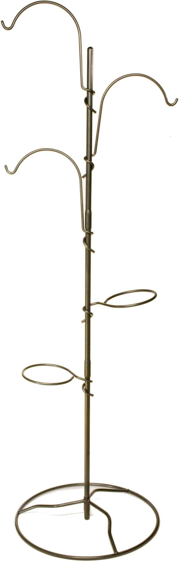 Yard Butler YT-5 Yard Tree Hanging Garden - Three Shepherd Hooks for Outdoor or Indoor Plant Hanging - Two Circular Holders for Plant Pots - Heavy Duty Anti-Tip Base and Steel Center Pole, Black, (IYT5)