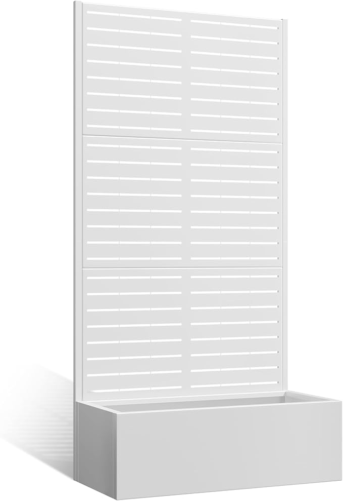 Metal Planter Box with Trellis, Heavy-Duty Raised Garden Bed for Climbing Plants, Drainage Hole, Outdoor Planter Box with Privacy Screen，35''L×16''W×71''H