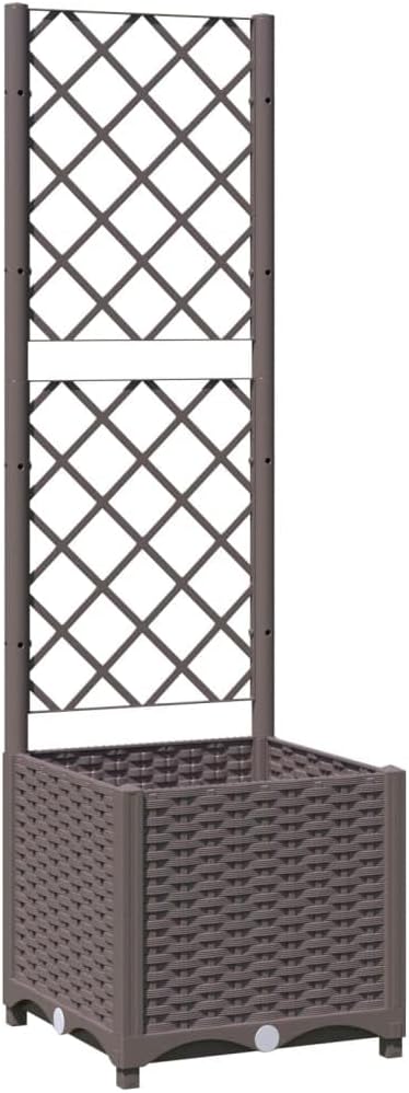 Garden Planter with Trellis, Trellis with Planter Box, Outdoor Raised Garden Bed for Climbing Plants, Raised Garden Bed Garden Planter Box, Brown 15.7"x15.7"x53.5" PP