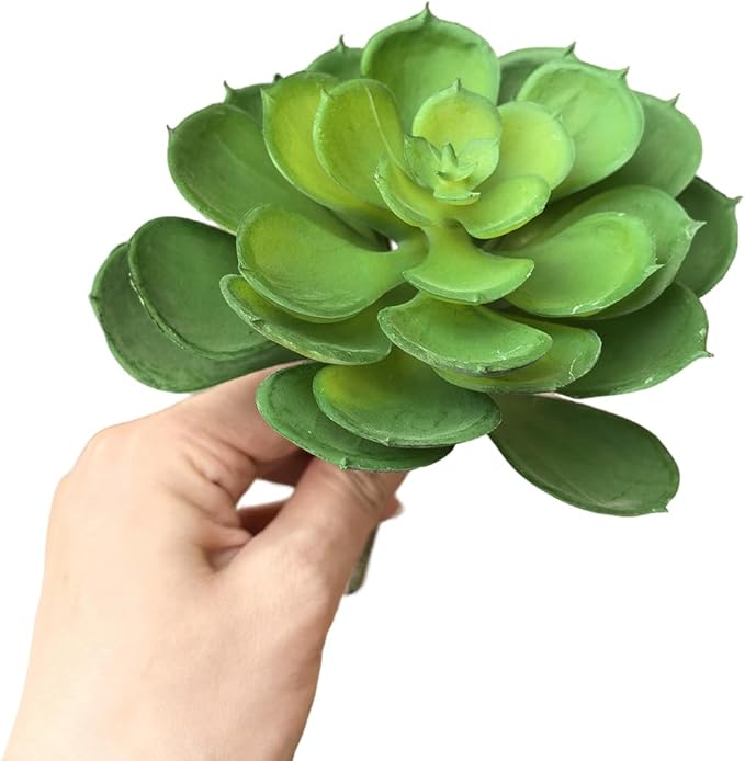 2Pcs Artificial Succulent Plants, Lotus Flower Realistic Fake Succulents, Fake Plant for Garden Arrangement Decor, Green