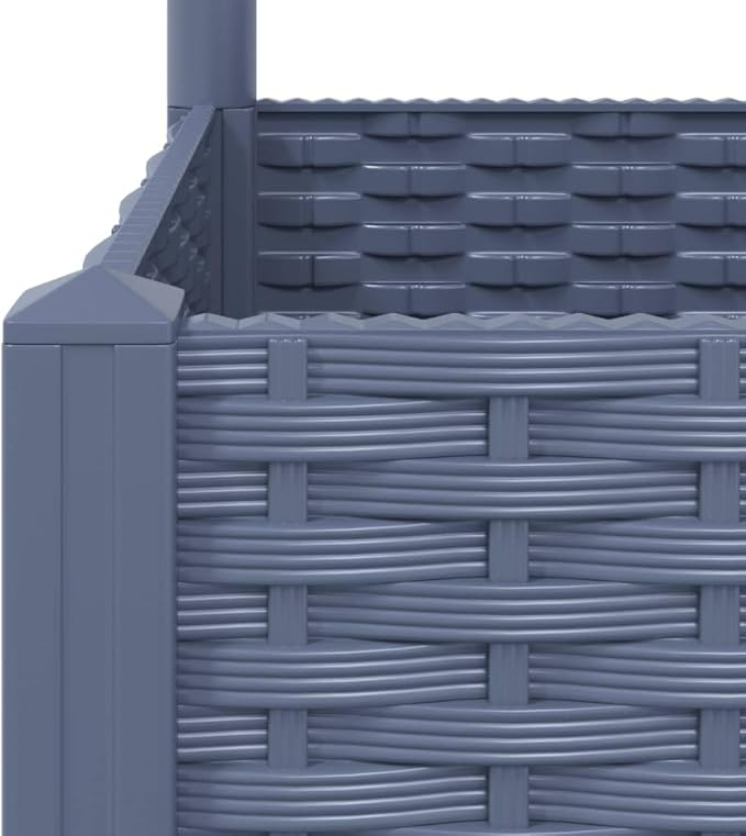 Garden Planter with Trellis, Outdoor Raised Garden Bed for Climbing Plants, Dark Gray 15.7"x15.7"x47.8" PP