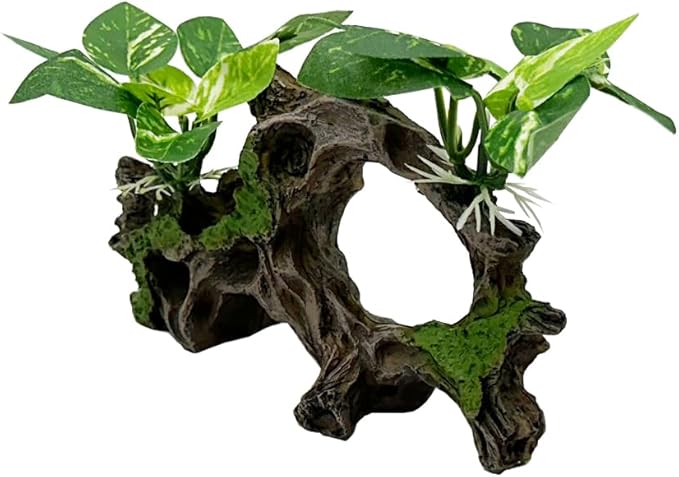 Smoothedo-Pets Fish Tank Decorations Aquarium Decor Ornaments Betta Silk Leaf pad Hammock Artifical Driftwood Cave Goldfish Bowl Accessories (Type-H)