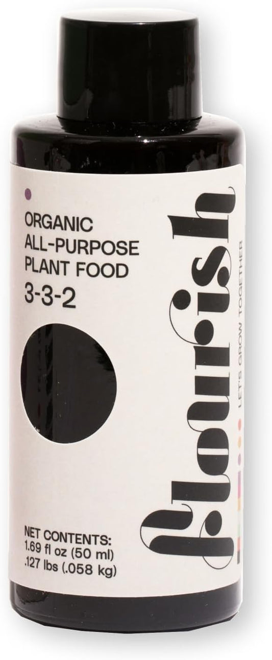 Flourish Plant Organic All-Purpose Plant Food 3-3-2 Fertilizer for Indoor Plants - CDFA Certified, Easy Application, 3-3-2 NPK, Eco-Friendly, EA 1.69 fl oz USA Made