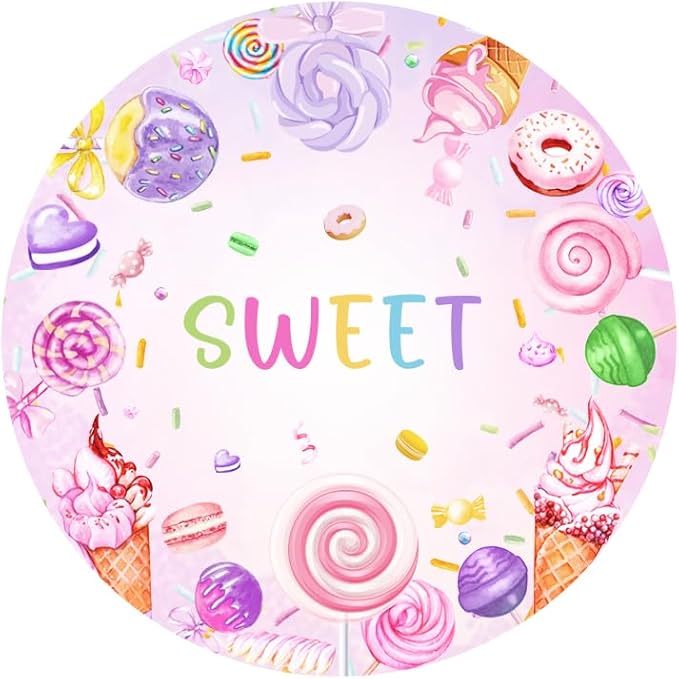 96PCS Sweets Candy Party Plates and Napkins Supplies Girls Donut Birthday Tableware Set Cupcake 1st Birthday Dessert Ice cream Party Table Decorations Favors Serves 24 Guests