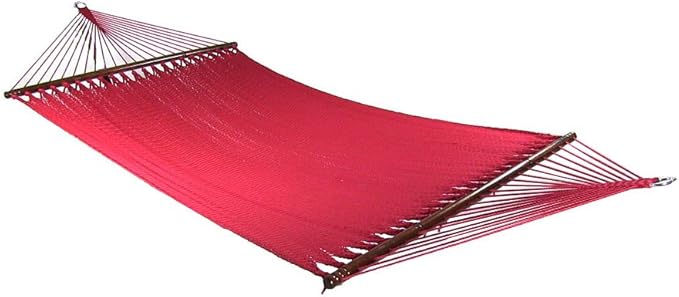Sunnydaze Soft-Spun Polyester Rope Double Hammock for Outside - 600-Pound Weight Capacity Extra Large Hammock - Red