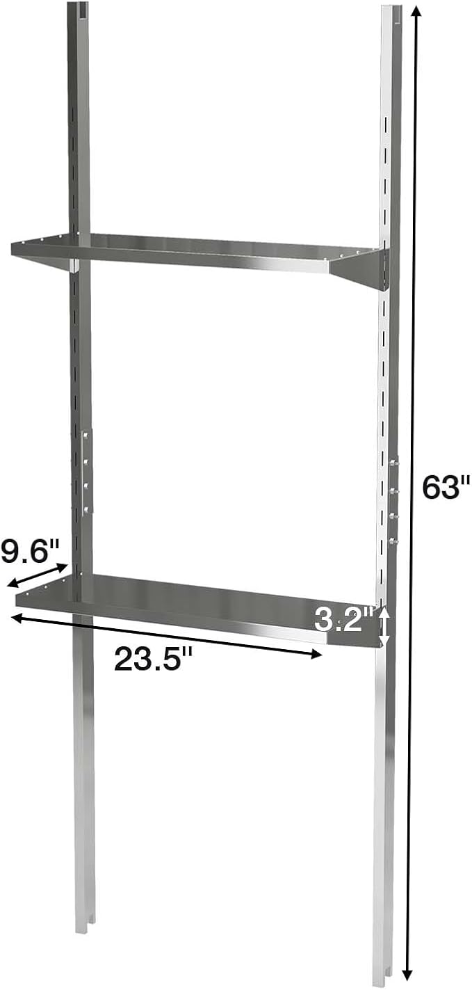 Patiowell 8x10 FT Outdoor Storage Shed with Detachable Storage Rack, Large Garden Tool Metal Shed with Sloping Roof and Double Lockable Door, Outdoor Shed for Backyard Garden Patio Lawn,Grey