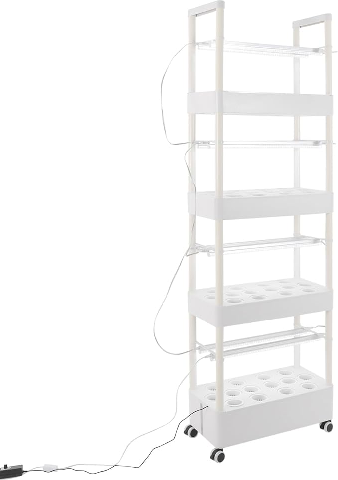 Hydroponic Growing Tower System Kit, 56-Plant Vertical Hydroponics Garden Tower with LED Grow Light, for Outdoor Indoor Herbs Fruits Vegetables Smart Garden Planter Kit