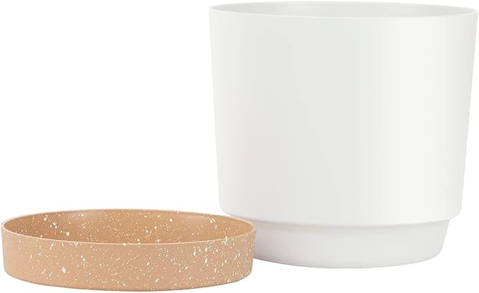 kubvici Plant Pots for Indoor Plants, 2 Pack 12 Inch Pots for Plants, Lightweight Large White Planters for Indoor Outdoor, Big Plastic Plant Pot Flower Pot with Drainage (12” White)