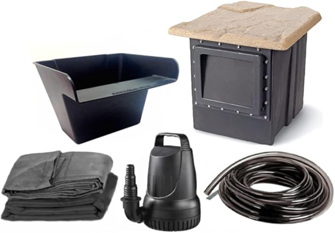 Custom Pro 6x8 Foot DIY Pond Kit with 2,200 GPH Pump, Filter, Liner, Skimmer, Instructions and More - Create a Pond with a Waterfall